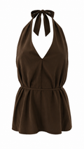 Top halter con scollo all' americana