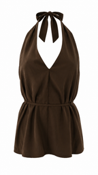 Top halter con scollo all' americana