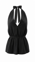 Top halter con scollo all' americana