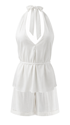 Top halter con scollo all' americana