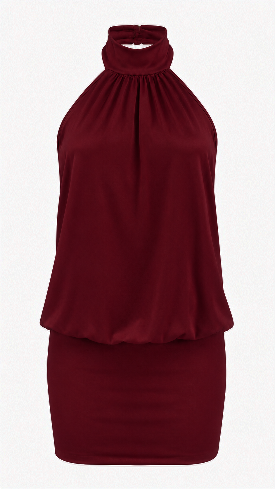 Abito corto con collo halter alto