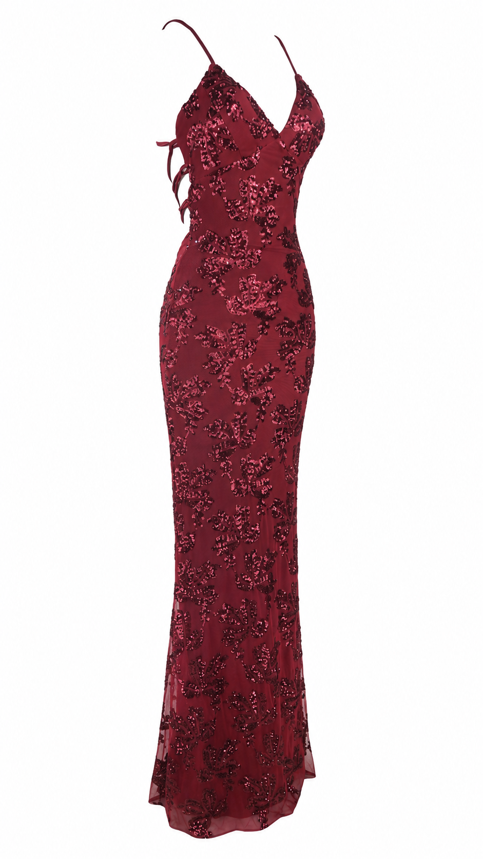 Abito lungo con paillettes fantasia floreali