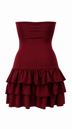 Strapless short dress with tiered skirt