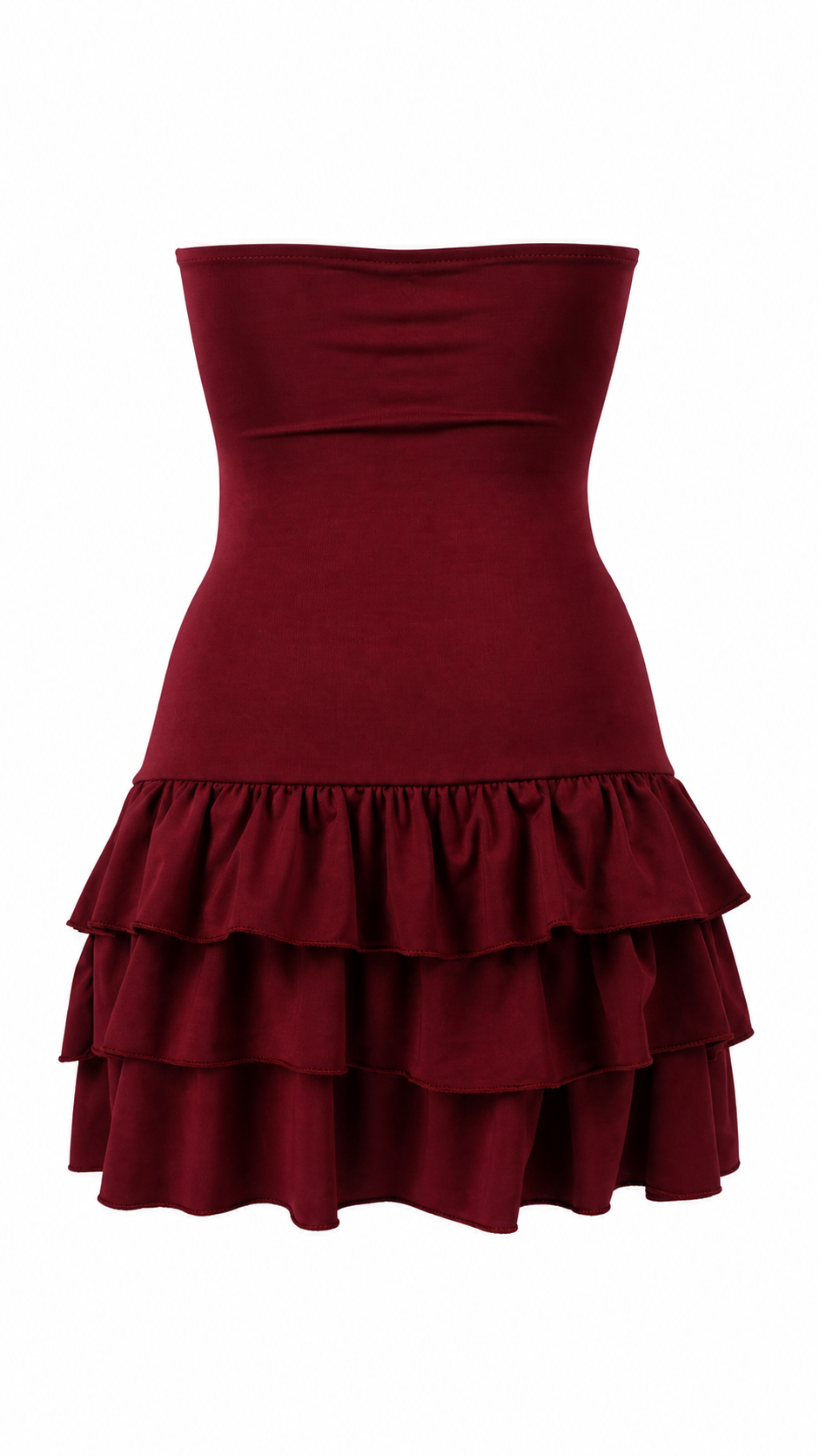 Strapless short dress with tiered skirt