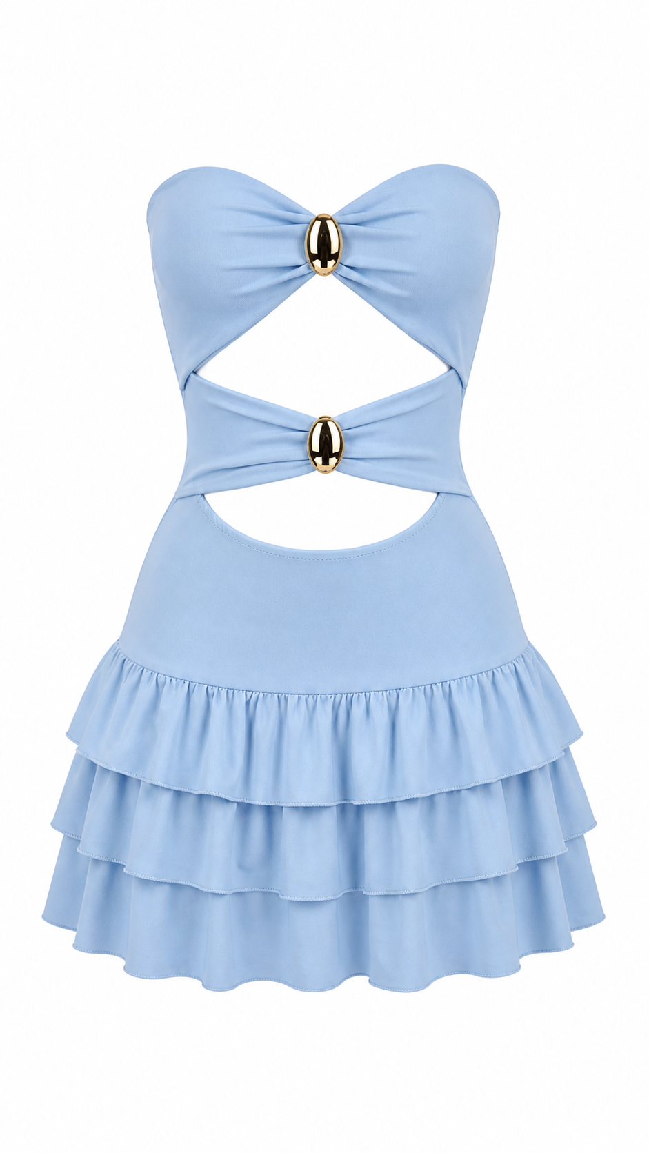 Strapless short dress with tiered skirt