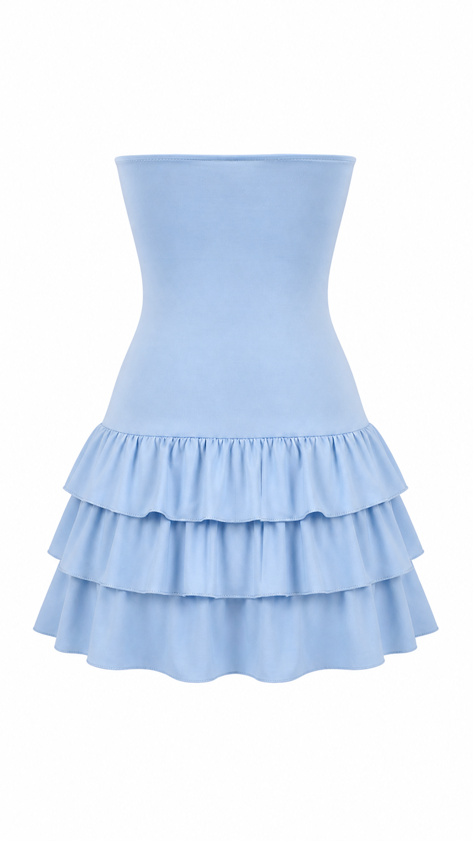 Strapless short dress with tiered skirt