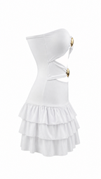 Strapless short dress with tiered skirt