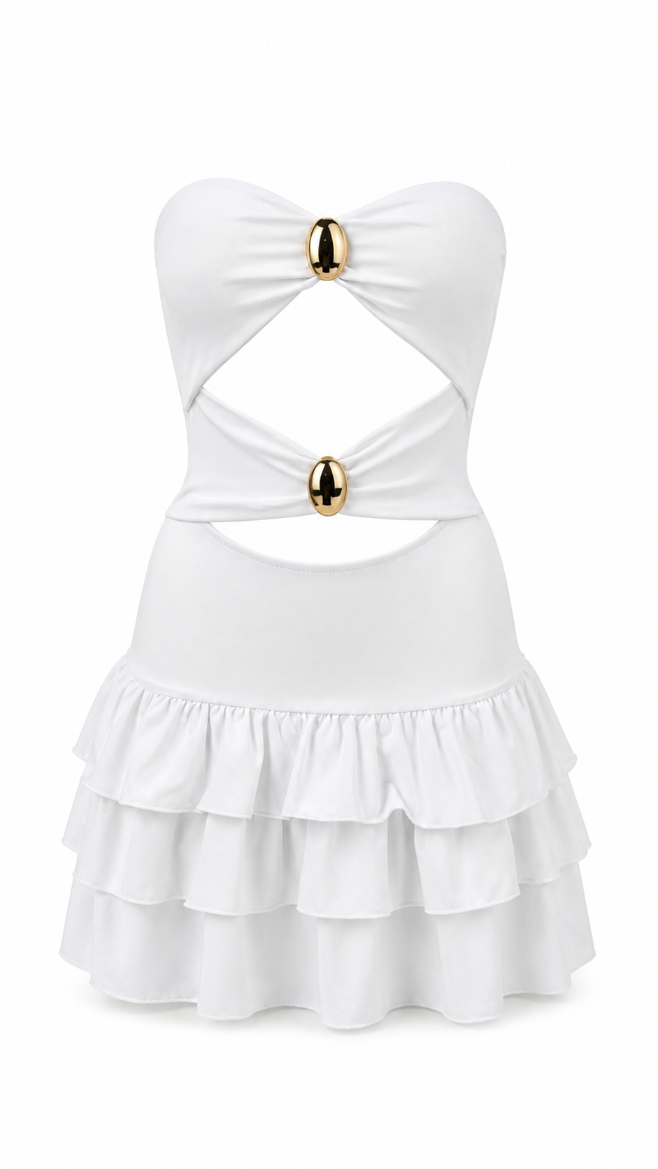 Strapless short dress with tiered skirt