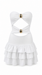 Strapless short dress with tiered skirt