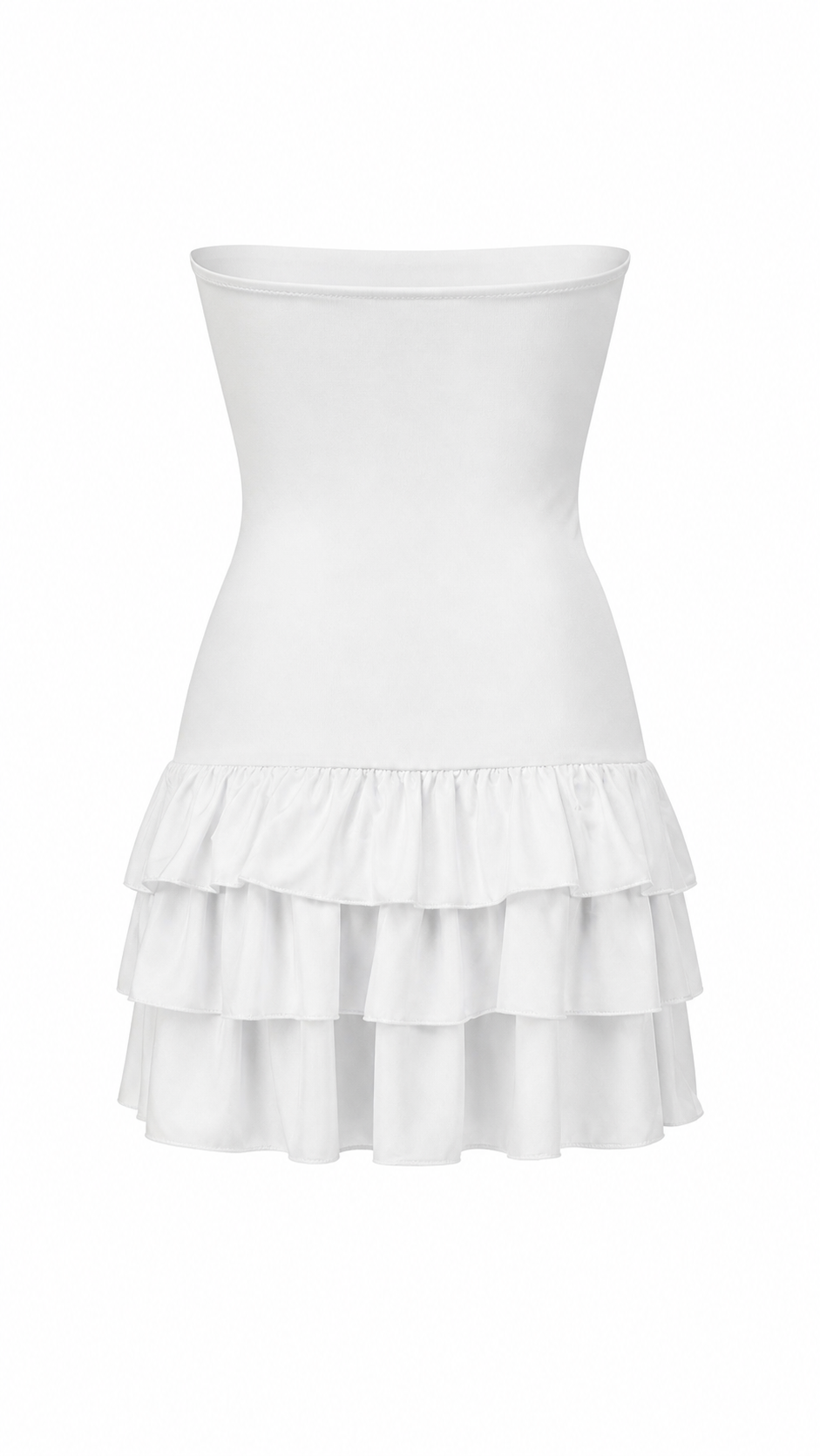 Strapless short dress with tiered skirt