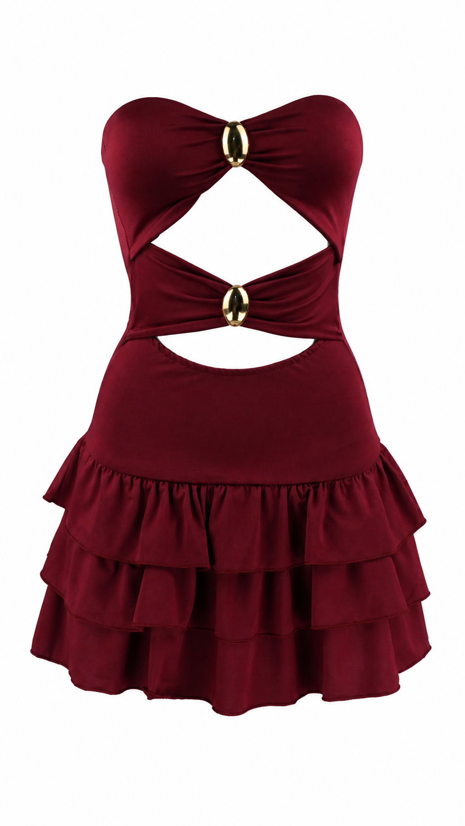 Strapless short dress with tiered skirt