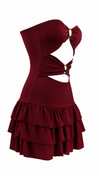 Strapless short dress with tiered skirt