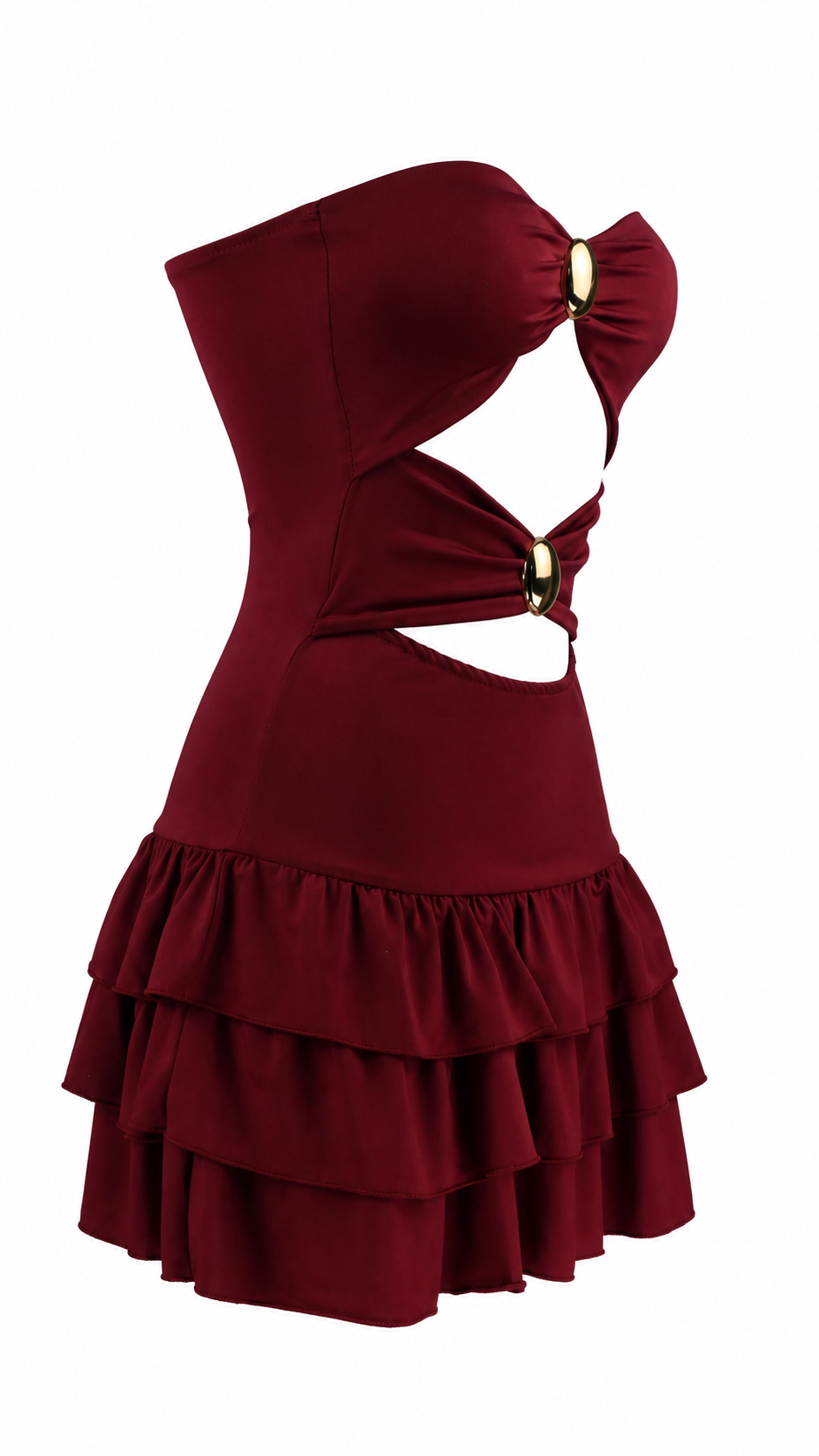 Strapless short dress with tiered skirt