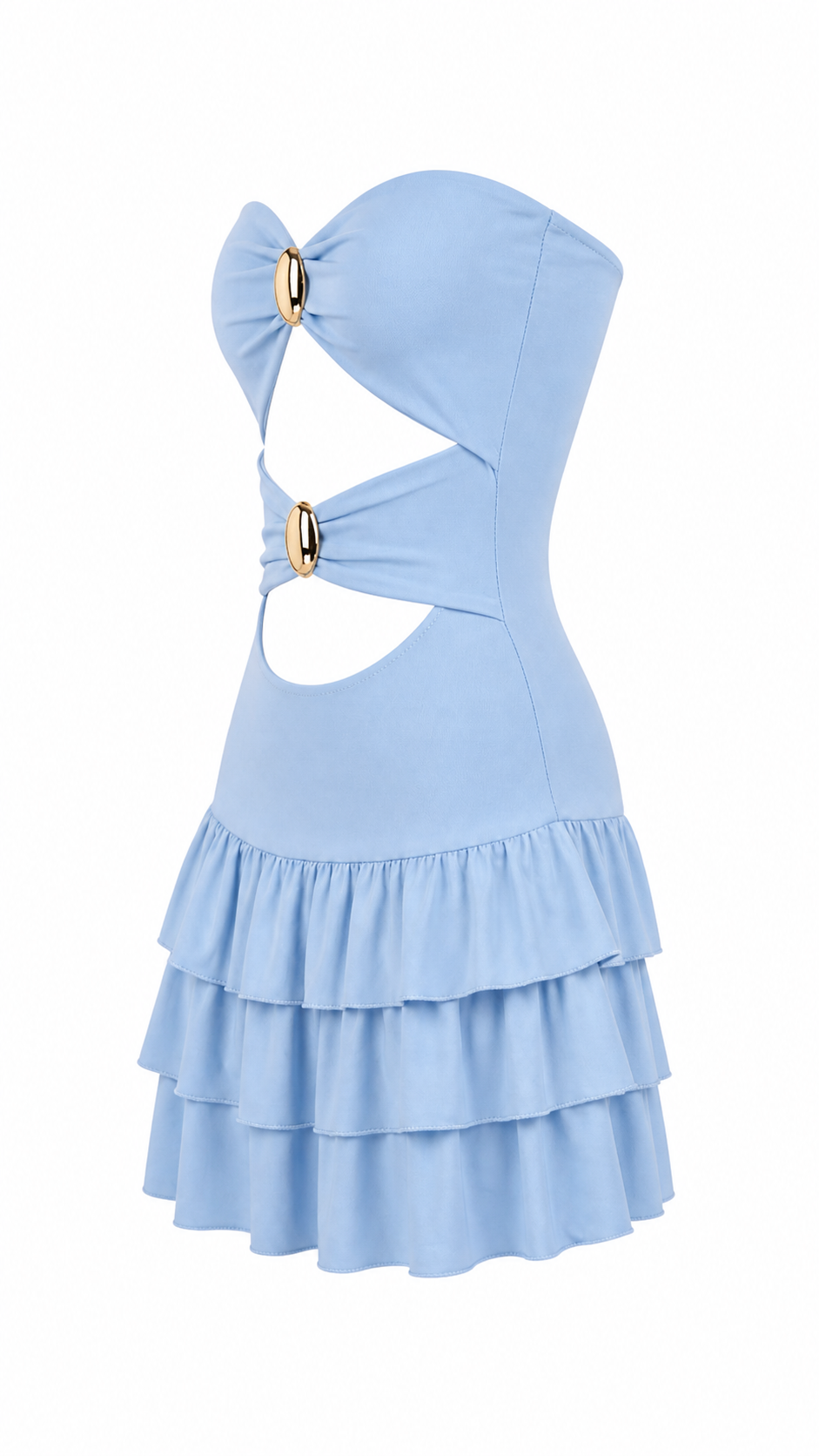 Strapless short dress with tiered skirt