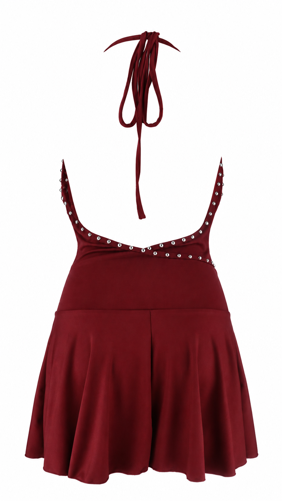 Abito corto con scollo halter e dettagli metallici