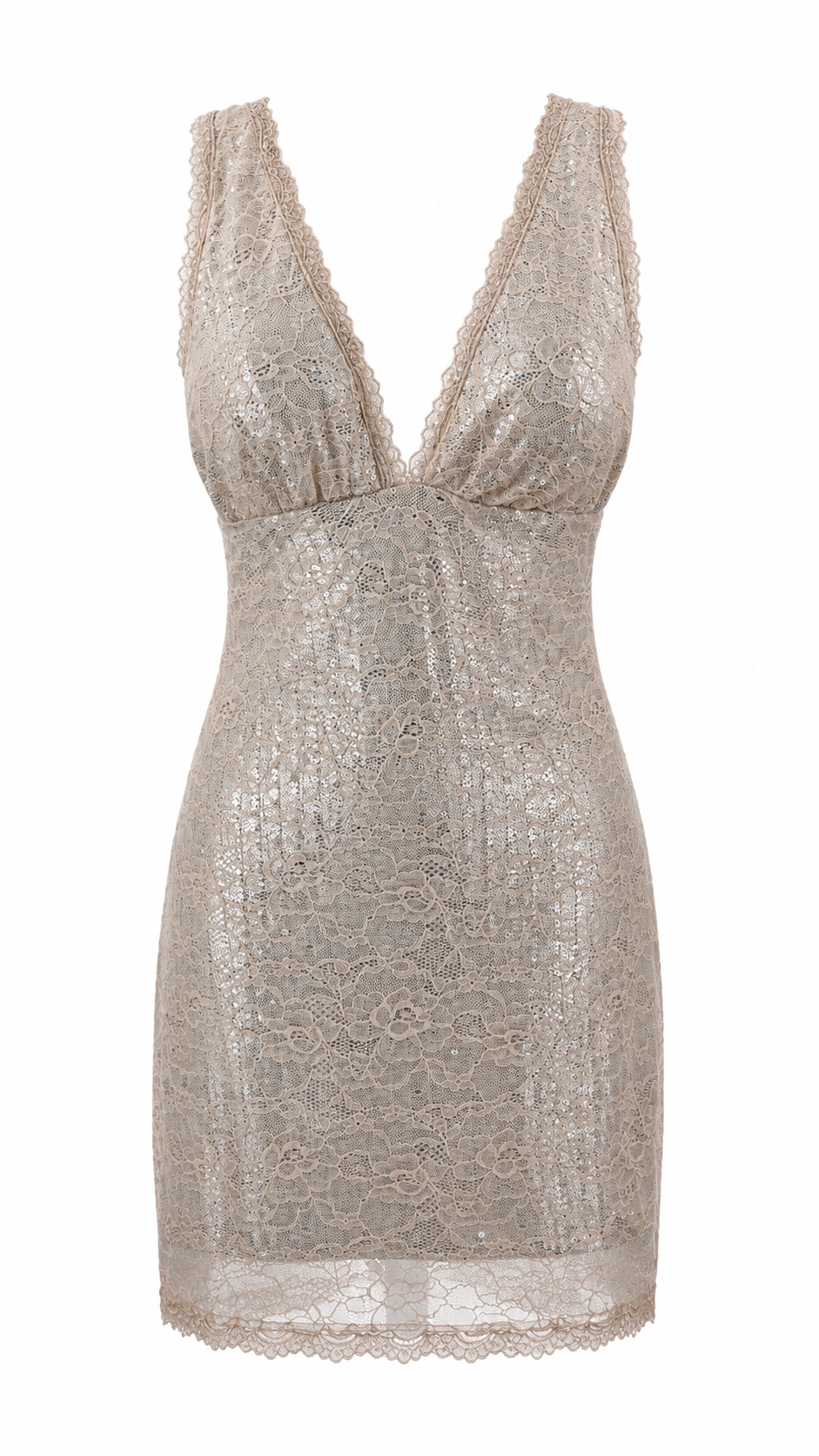 Abito corto in pizzo e paillettes