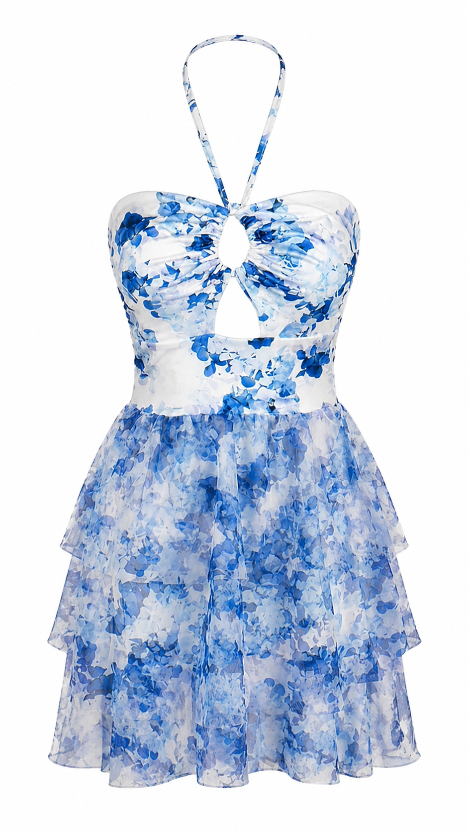Strapless short dress with tiered skirt