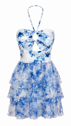 Strapless short dress with tiered skirt