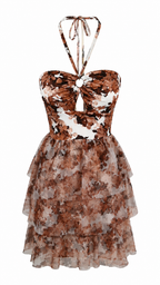 Strapless short dress with tiered skirt