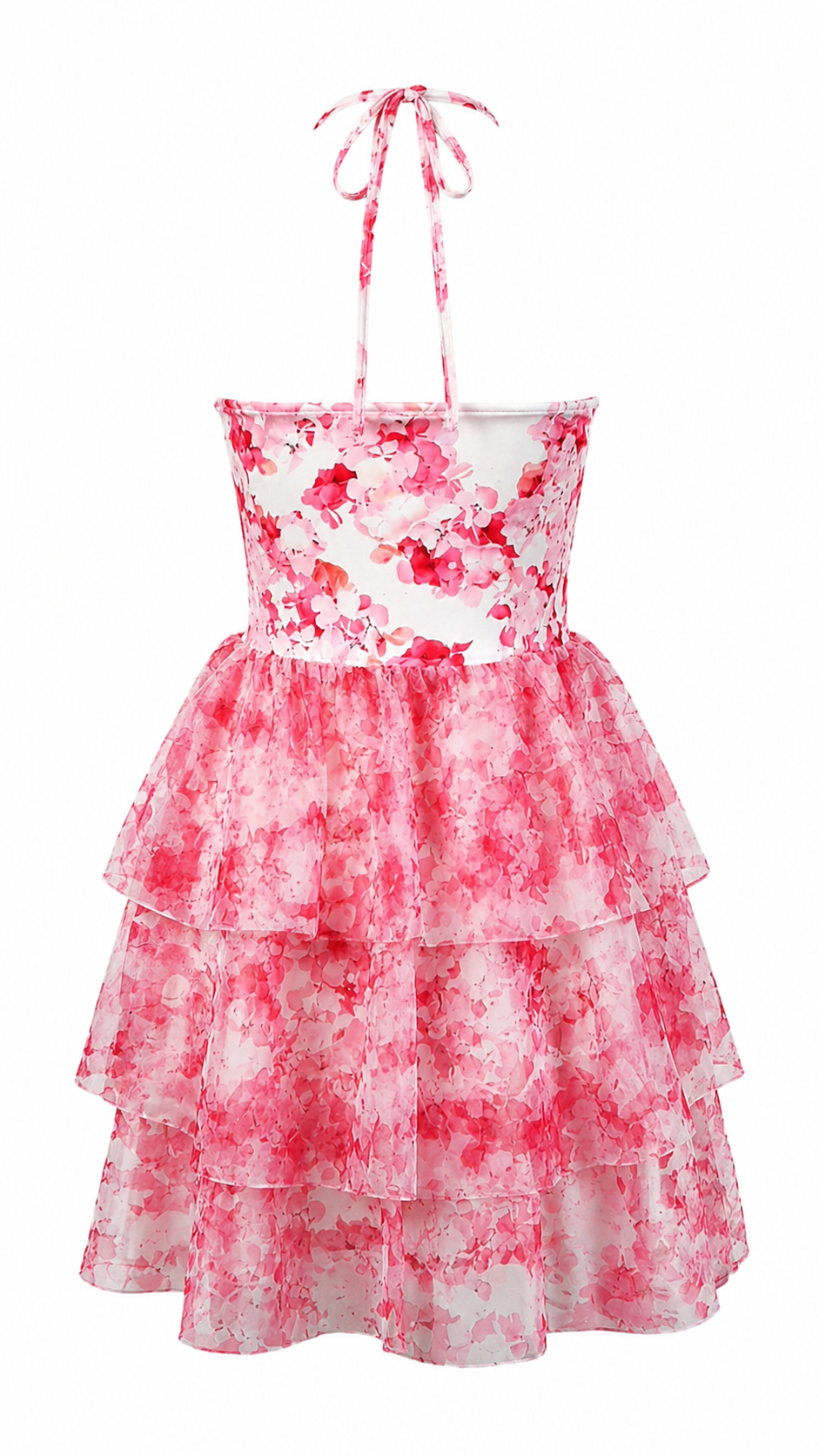 Strapless short dress with tiered skirt