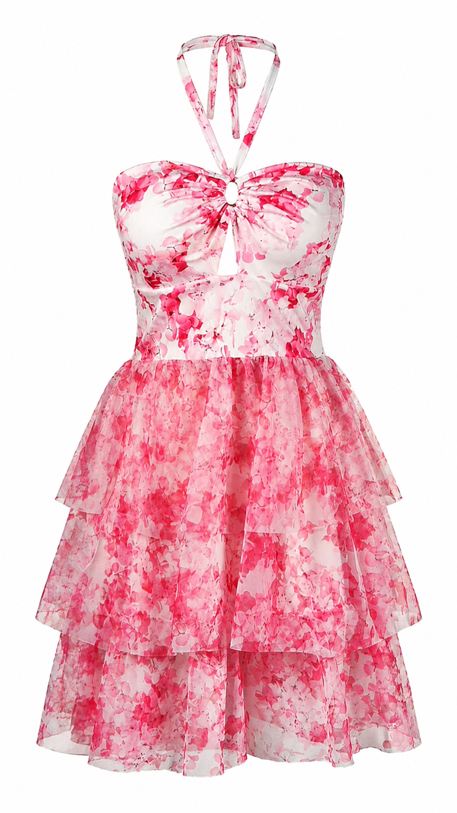 Strapless short dress with tiered skirt