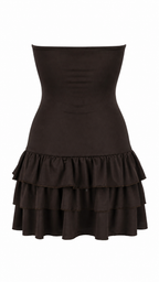 Strapless short dress with tiered skirt