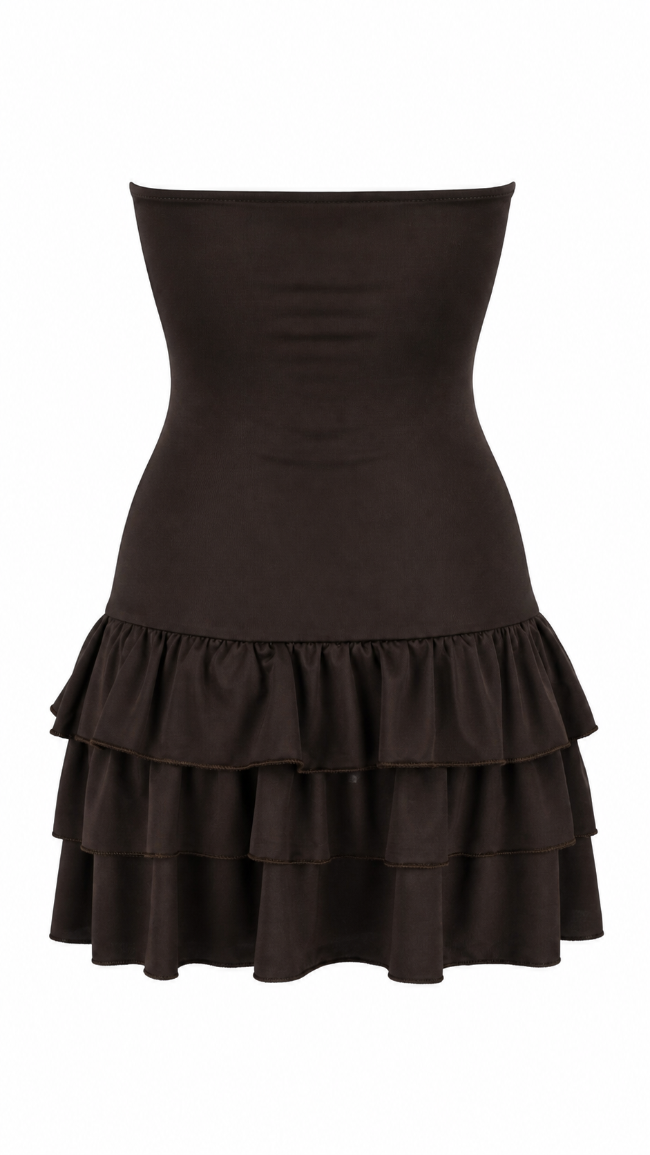 Strapless short dress with tiered skirt
