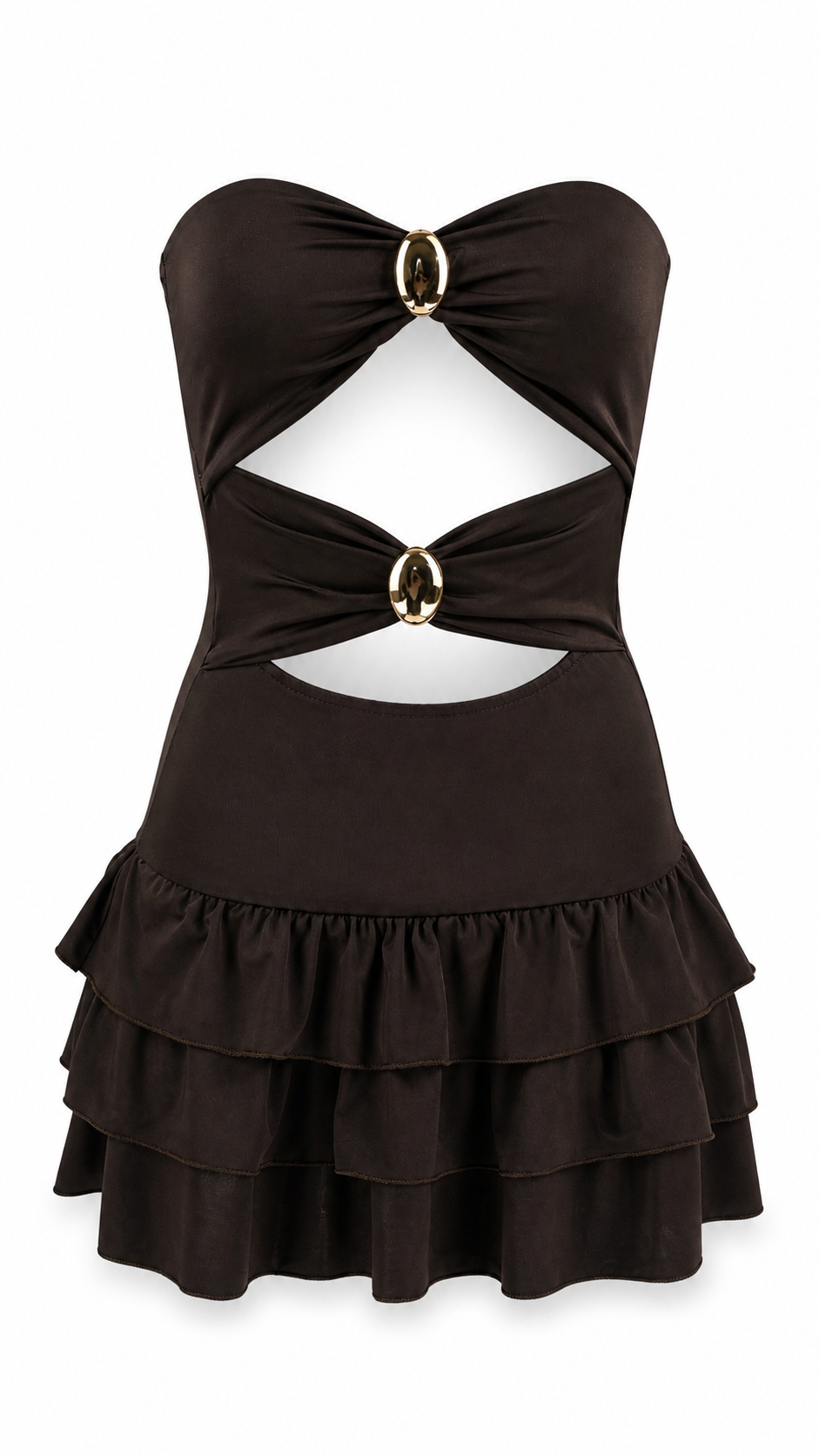 Strapless short dress with tiered skirt