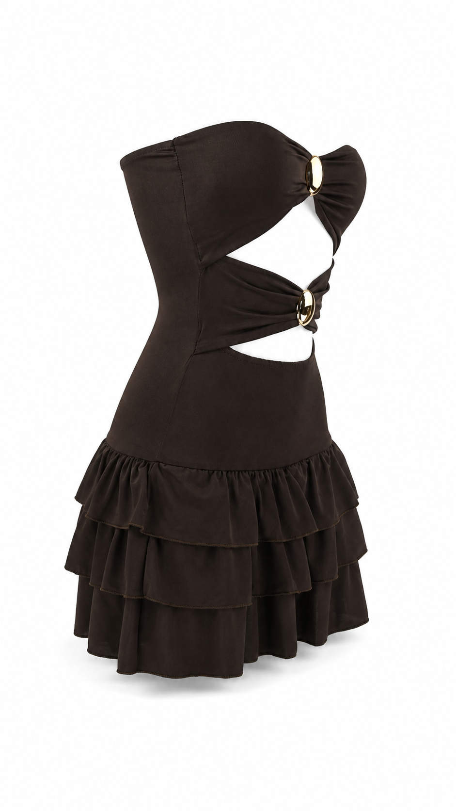 Strapless short dress with tiered skirt