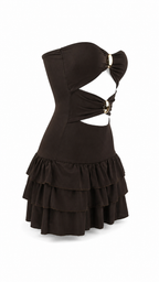 Strapless short dress with tiered skirt