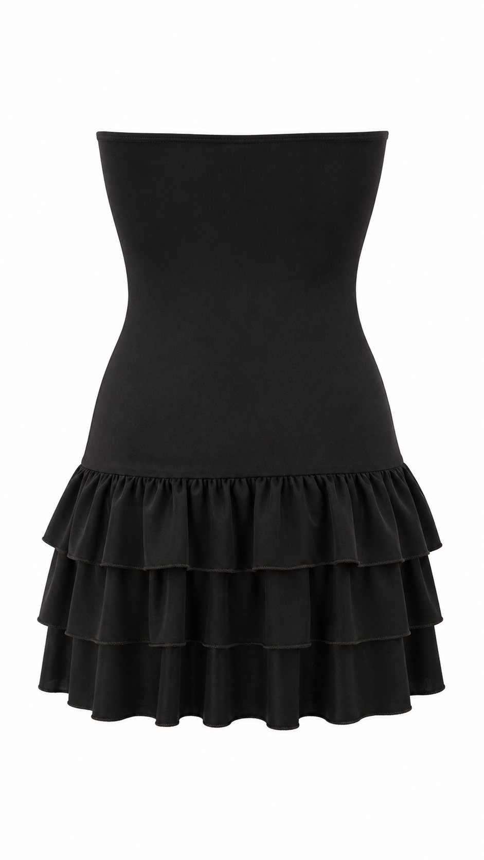 Strapless short dress with tiered skirt