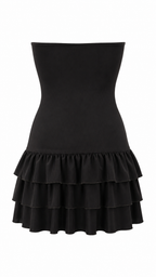 Strapless short dress with tiered skirt