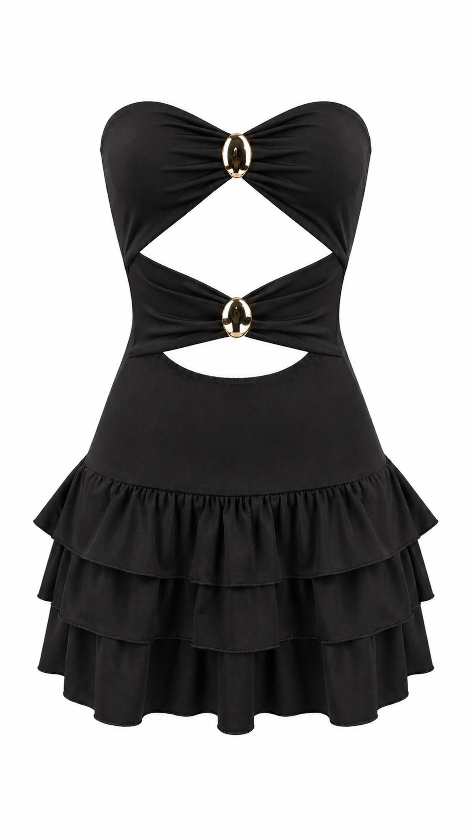Strapless short dress with tiered skirt