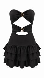 Strapless short dress with tiered skirt