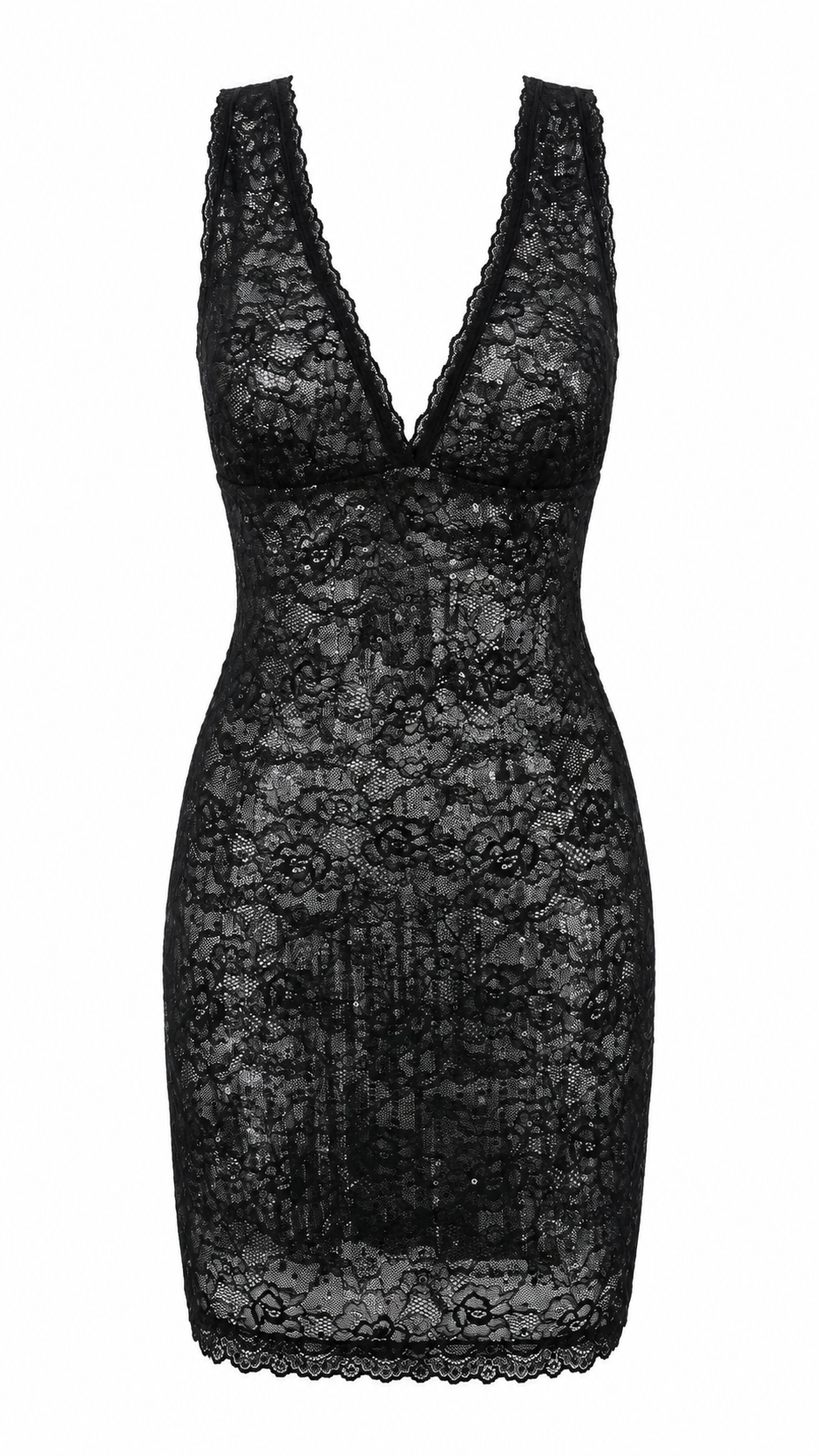 Abito corto in pizzo e paillettes