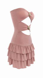 Strapless short dress with tiered skirt