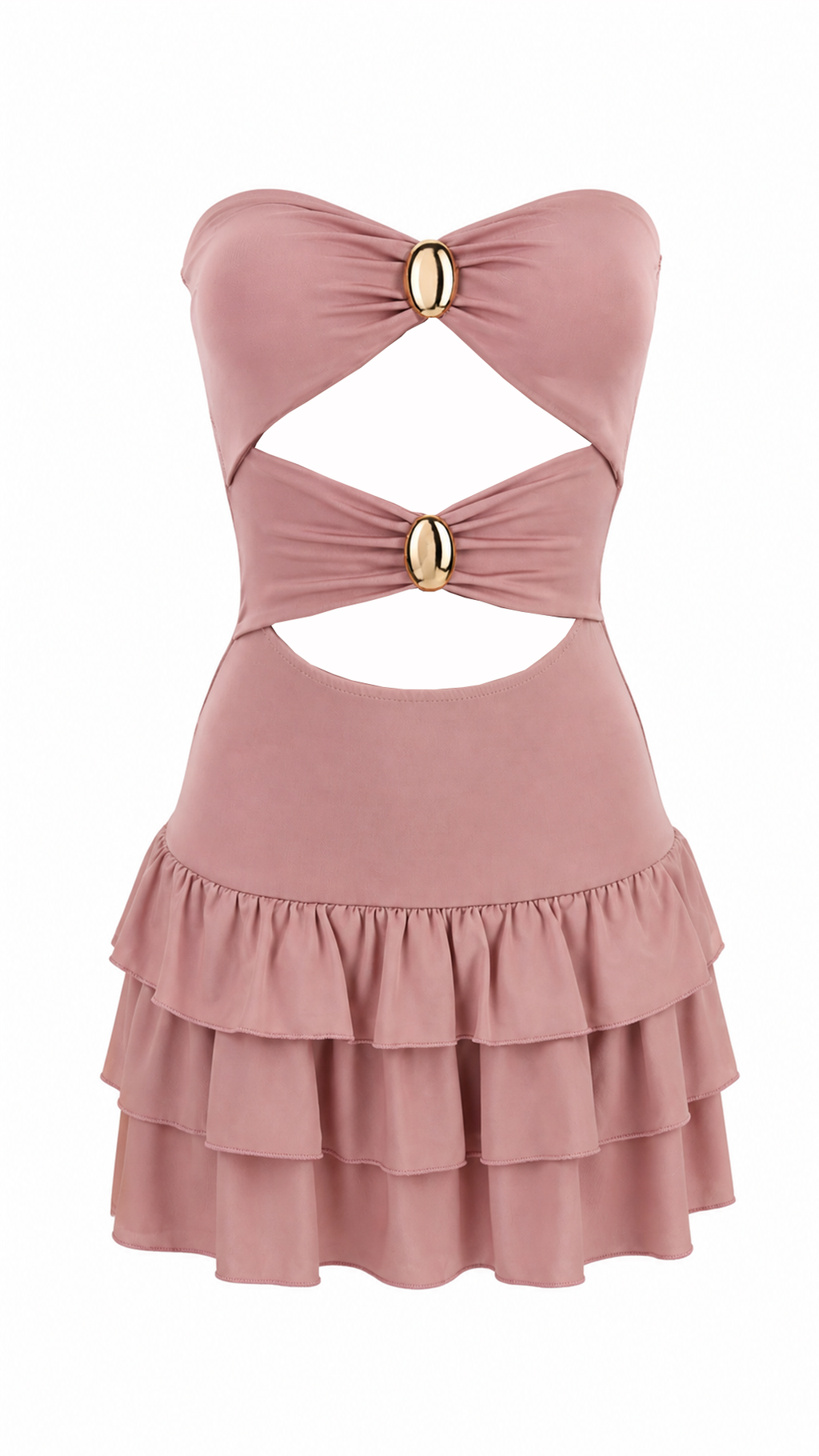 Strapless short dress with tiered skirt