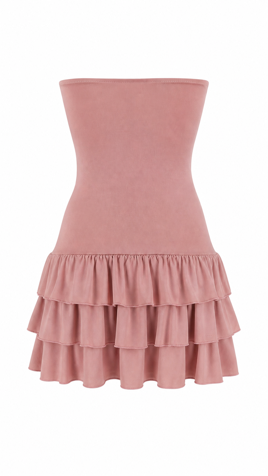 Strapless short dress with tiered skirt