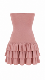 Strapless short dress with tiered skirt