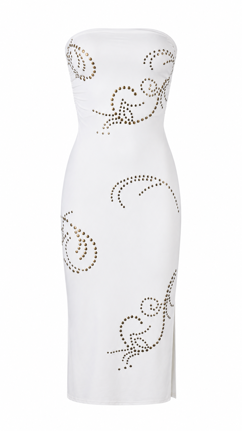 Tubino midi con borchie dorate