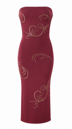 Tubino midi con borchie dorate