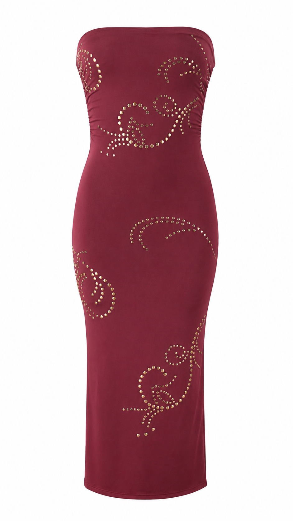 Tubino midi con borchie dorate