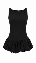 Abito corto smanicato con bubble skirt