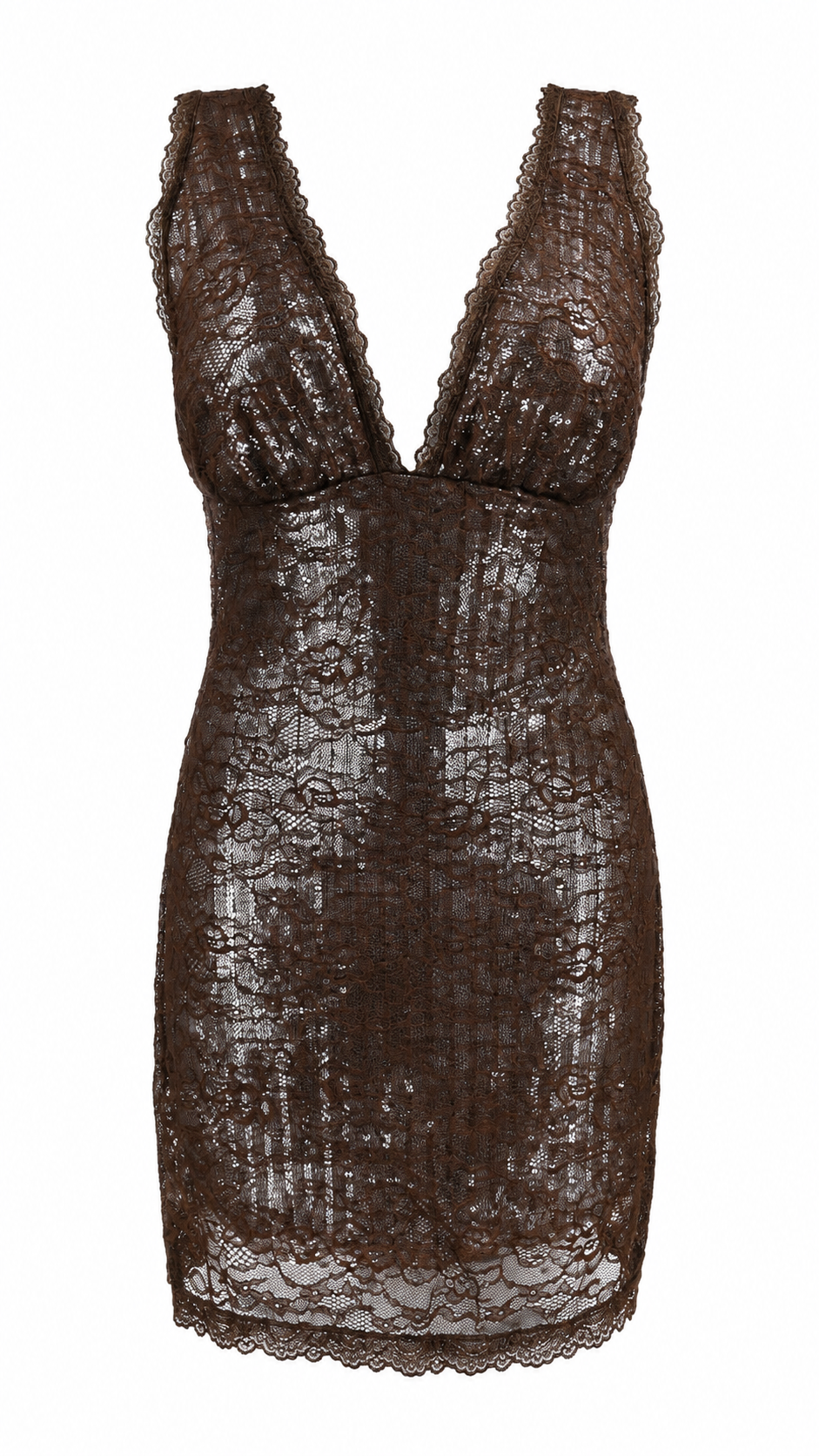 Abito corto in pizzo e paillettes