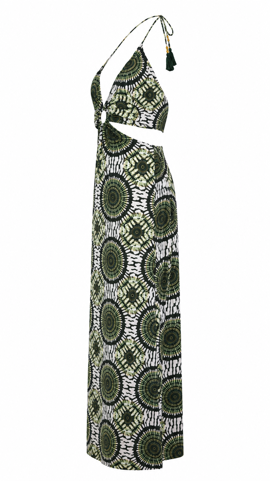 Abito lungo mandala cut-out laterale