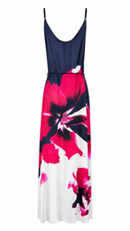 Abito lungo floreale blu navy