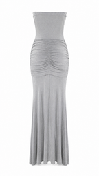 Abito lungo effetto lurex con bustier corsetto