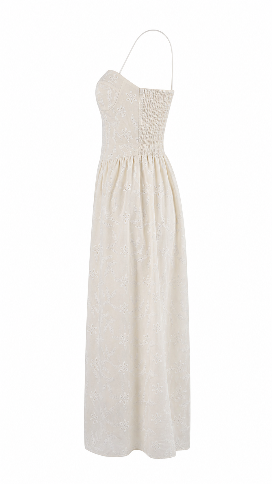 Abito lungo bustier in pizzo san gallo