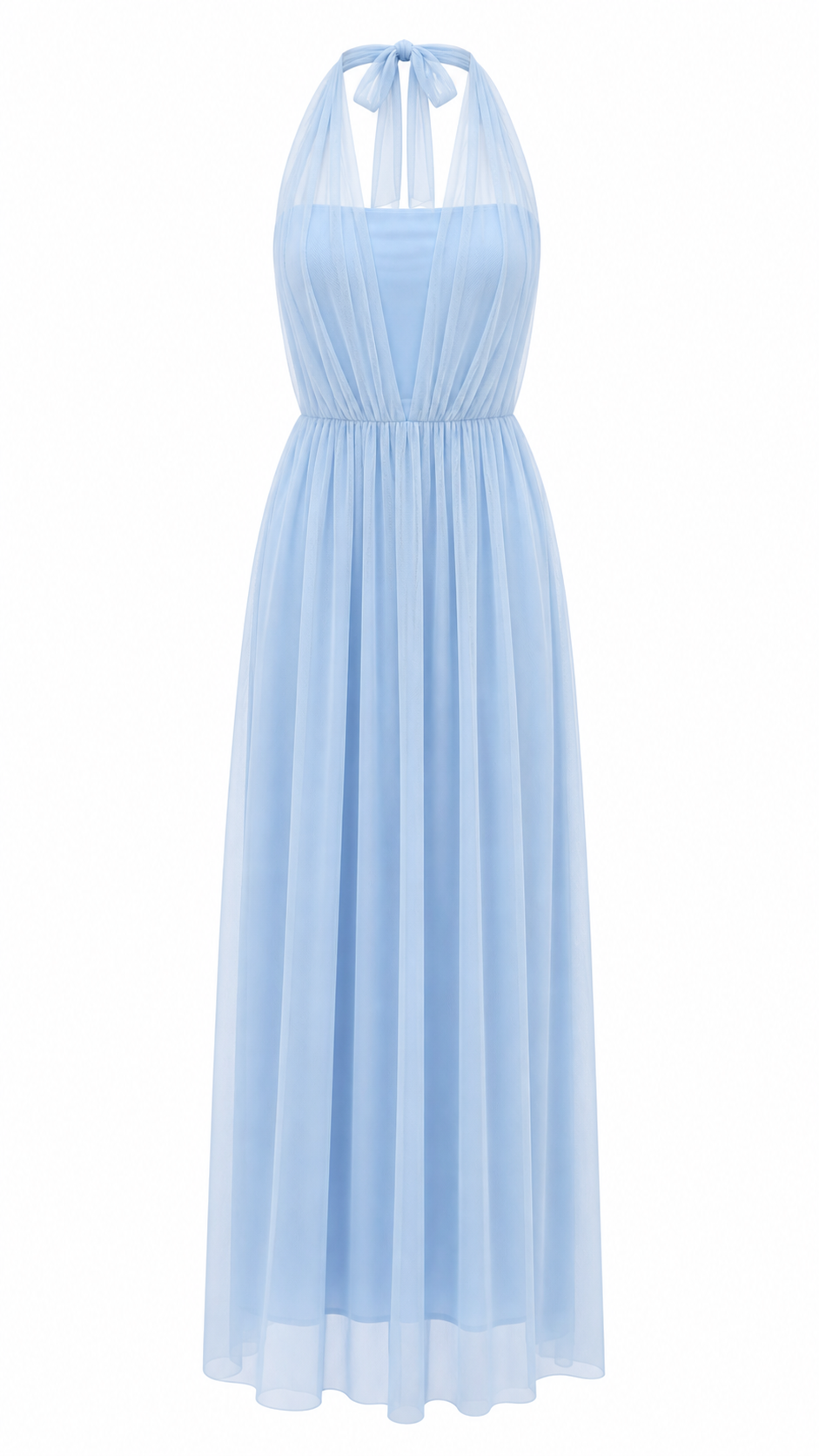 Abito lungo effetto tulle con scollo halter