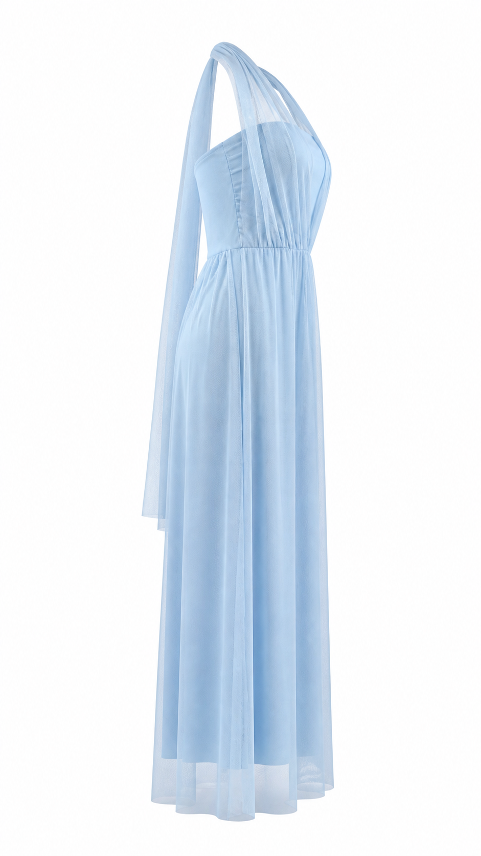 Abito lungo effetto tulle con scollo halter
